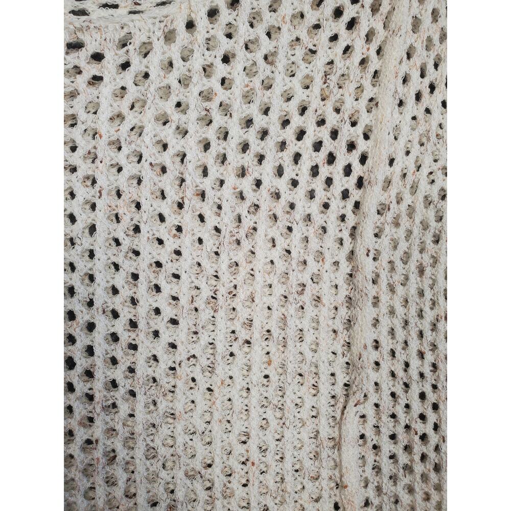 Women's POL Size Medium Cream Open Knit Boho Sweater Beach Coverup - Picture 3 of 7